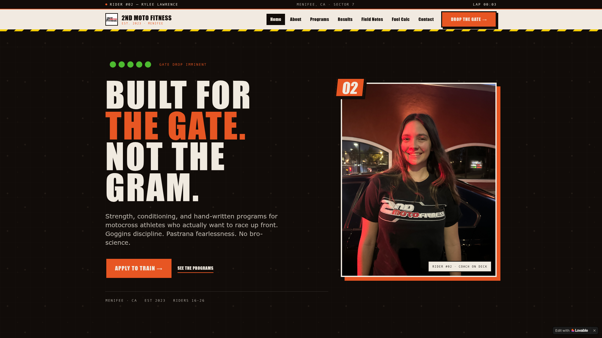 Rylee Lawrence's personal training website