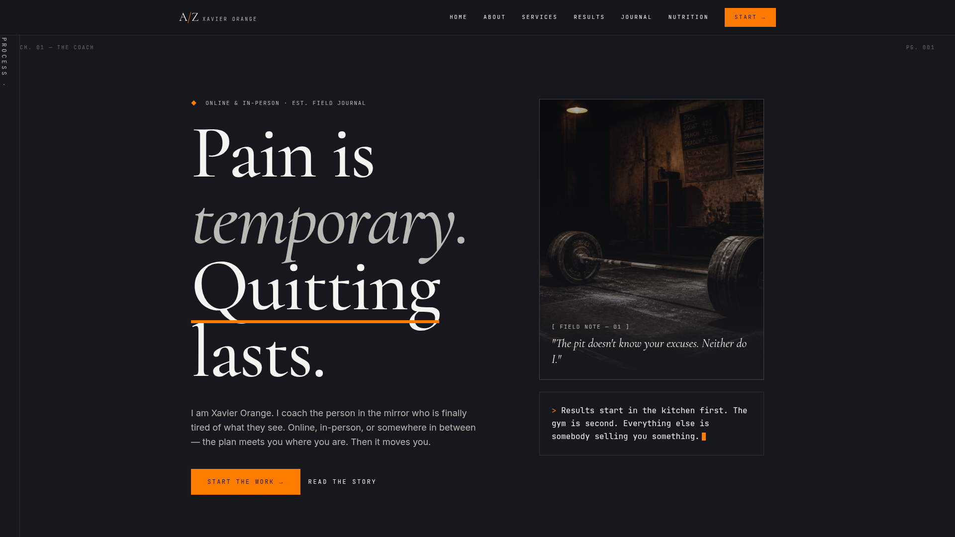 Xavier Orange's personal training website