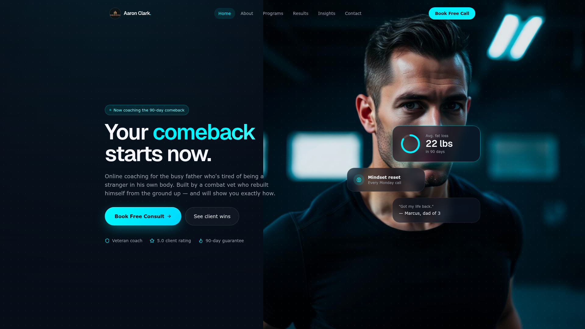 Aaron Clark's personal training website
