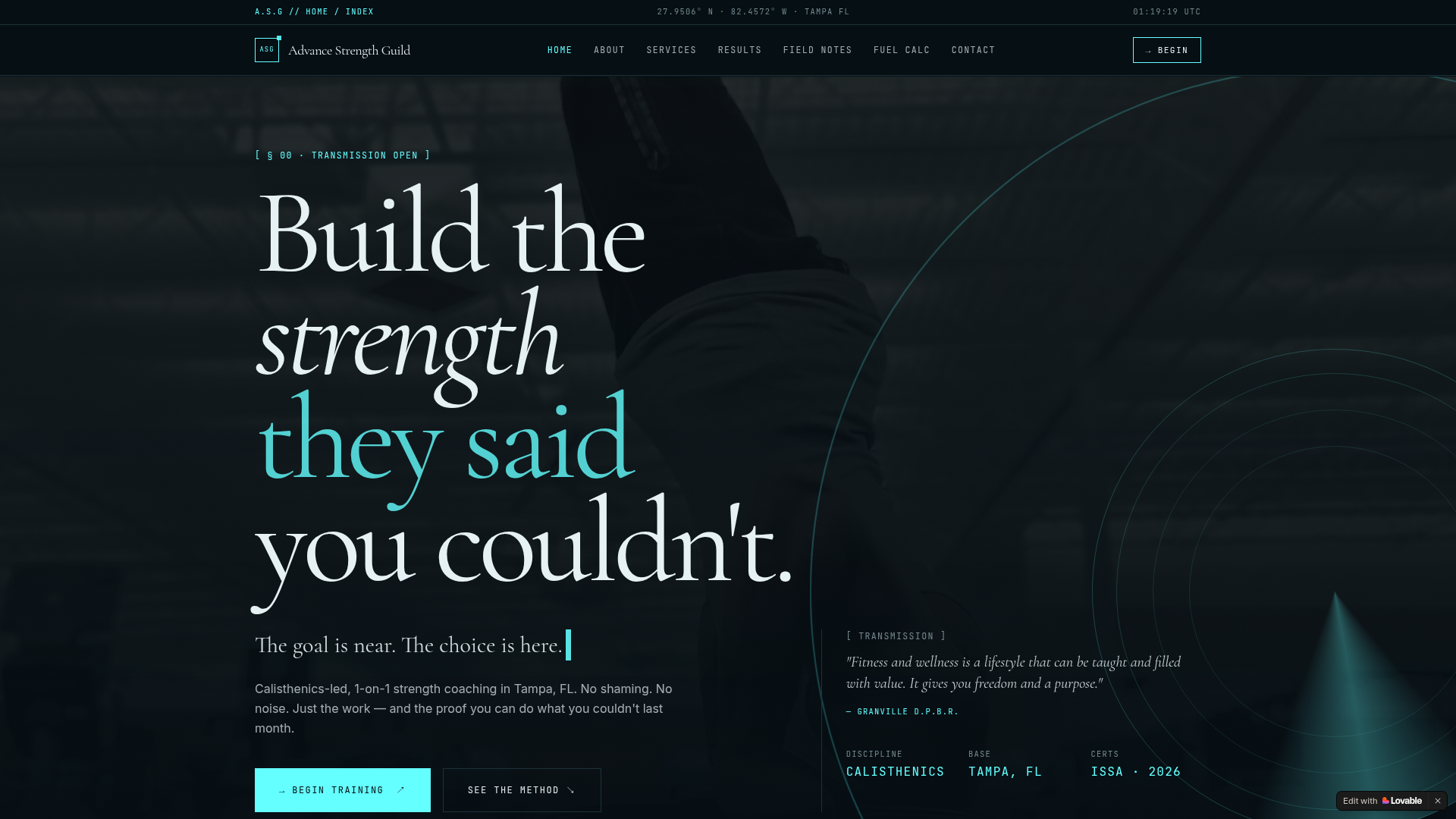 Granville Dyess Prophet Brown Robinson's personal training website