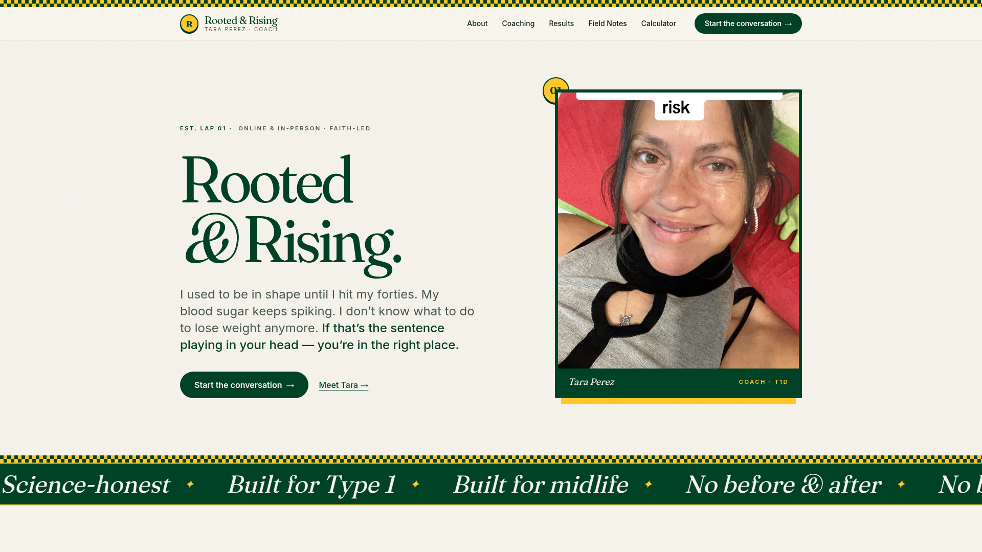 Tara Perez's personal training website